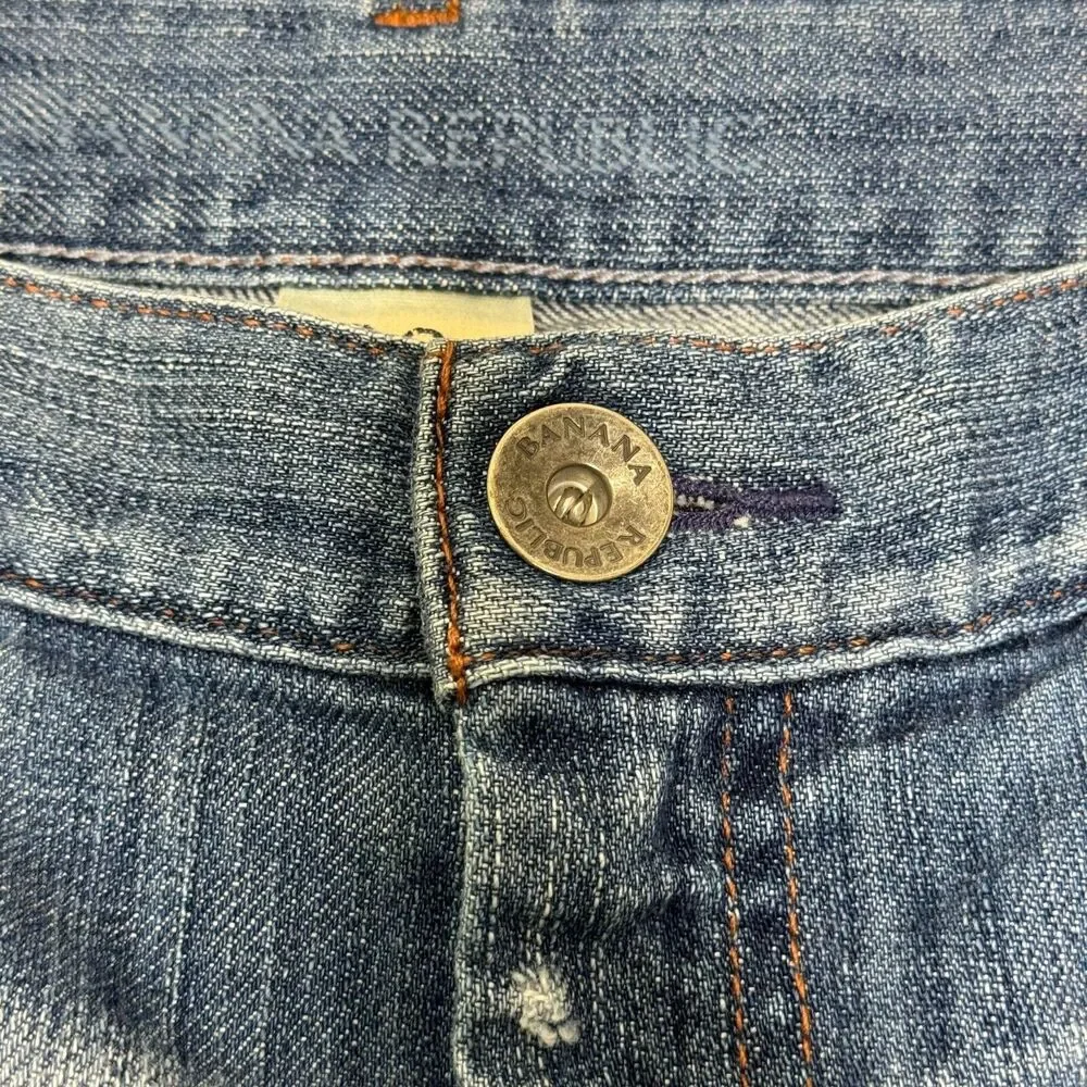 Banana Republic Mens Jeans 30 Medium Blue Distressed Cotton Blend Skinny